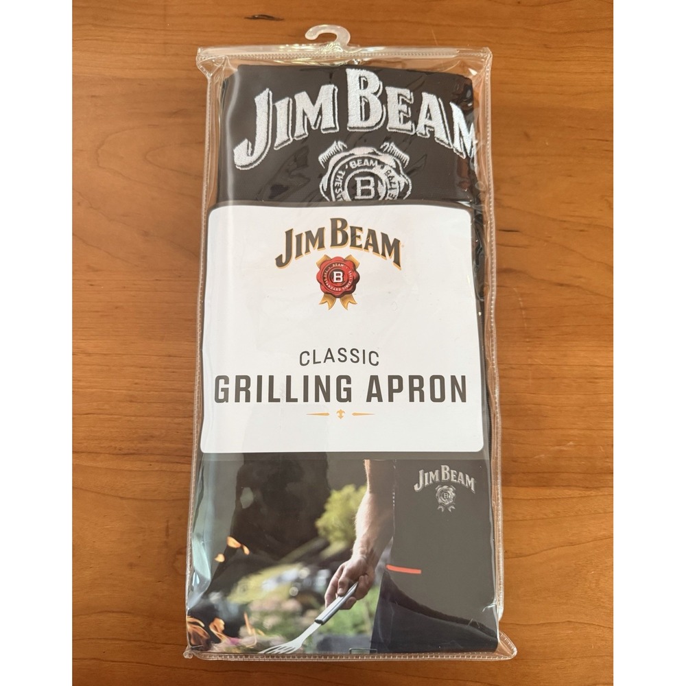 Jim Beam Classic Grilling Apron Black 100% Polyester One Size Logo Deep Pockets